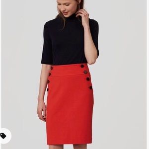 LOFT Red Bi-Stretch Sailor Pencil Skirt Size 8 NWT
